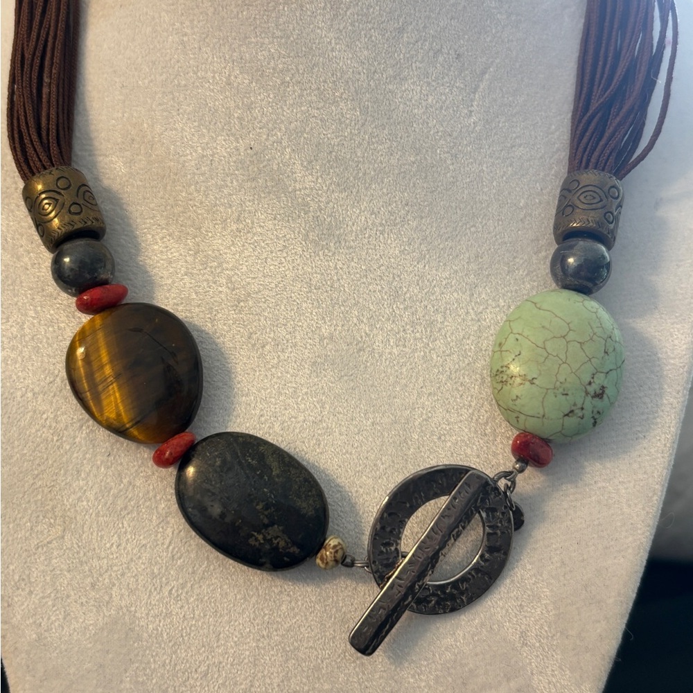 Silpada Sterling Silver & Natural Stone Multi-Strand Necklac - Picture 2 of 4